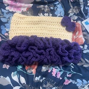 Handmade Cream and Purple Crochet hat